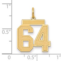 14K Medium Satin Number 64 Charm view 2