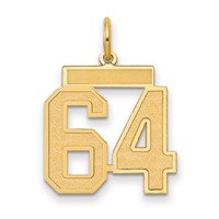 14K Medium Satin Number 64 Charm view 1