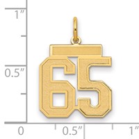 14K Yellow Gold Medium Satin Number 65 Charm view 2