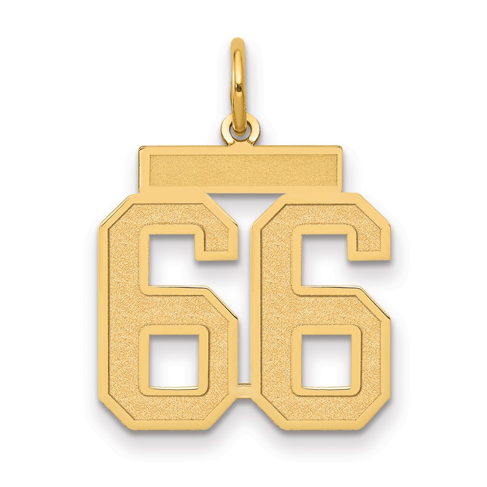 14K Yellow Gold Medium Satin Number 66 Charm