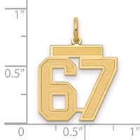 14K Yellow Gold Medium Satin Number 67 Charm view 2
