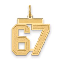14K Yellow Gold Medium Satin Number 67 Charm view 1