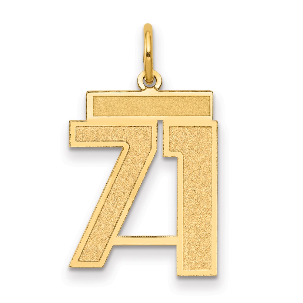 14K Medium Satin Number 71 Charm