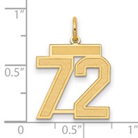 14K Yellow Gold Medium Satin Number 72 Charm view 2