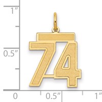 14K Yellow Gold Medium Satin Number 74 Charm view 2