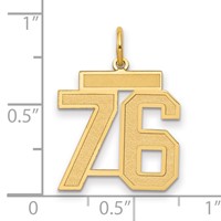 14K Yellow Gold Medium Satin Number 76 Charm view 2