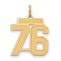 14K Yellow Gold Medium Satin Number 76 Charm view 1