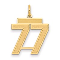 14K Yellow Gold Medium Satin Number 77 Charm view 1