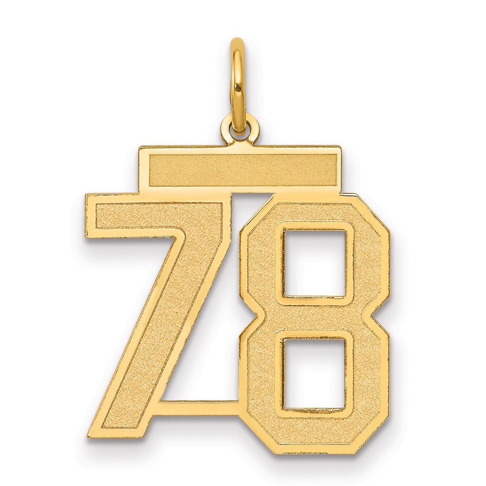 14K Medium Satin Number 78 Charm