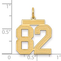 14K Yellow Gold Medium Satin Number 82 Charm view 2