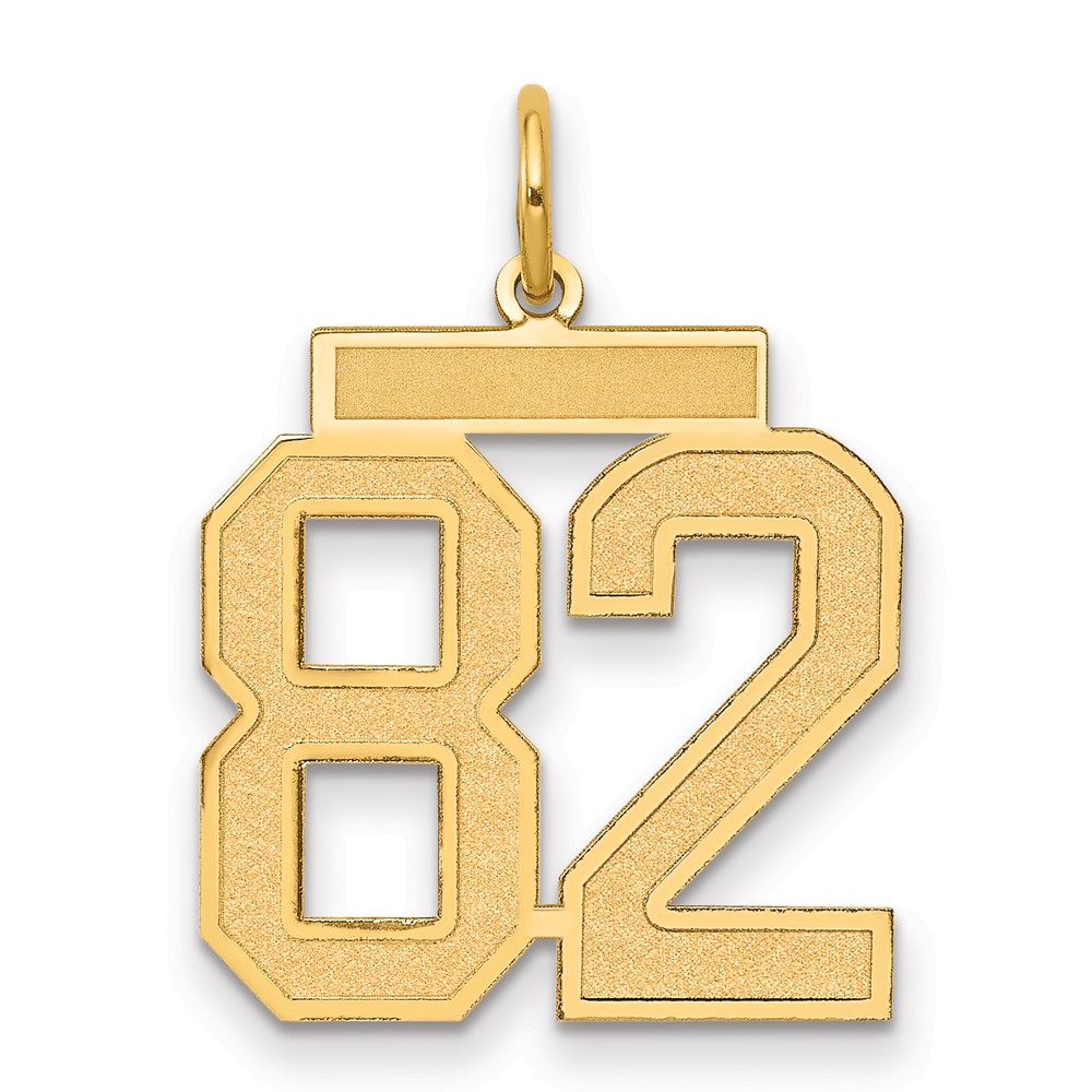 14K Yellow Gold Medium Satin Number 82 Charm