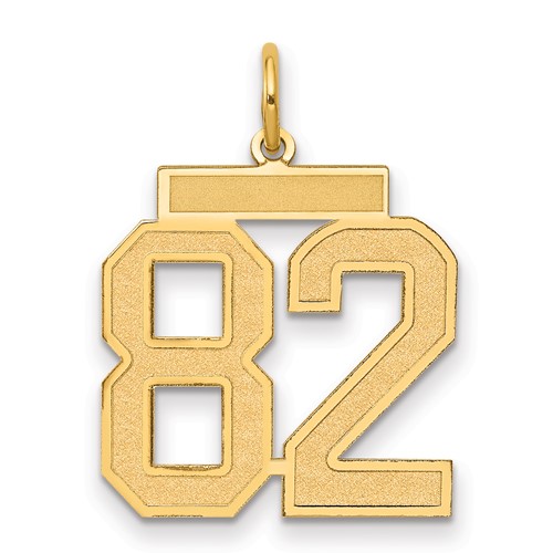 14K Yellow Gold Medium Satin Number 82 Charm