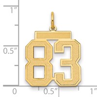 14K Yellow Gold Medium Satin Number 83 Charm view 2