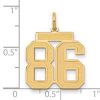 14K Yellow Gold Medium Satin Number 86 Charm view 2