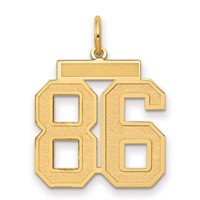14K Yellow Gold Medium Satin Number 86 Charm view 1