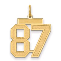 14K Yellow Gold Medium Satin Number 87 Charm view 1
