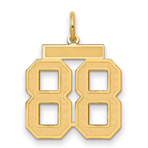 14K Yellow Gold Medium Satin Number 88 Charm
