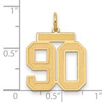 14K Yellow Gold Medium Satin Number 90 Charm view 2