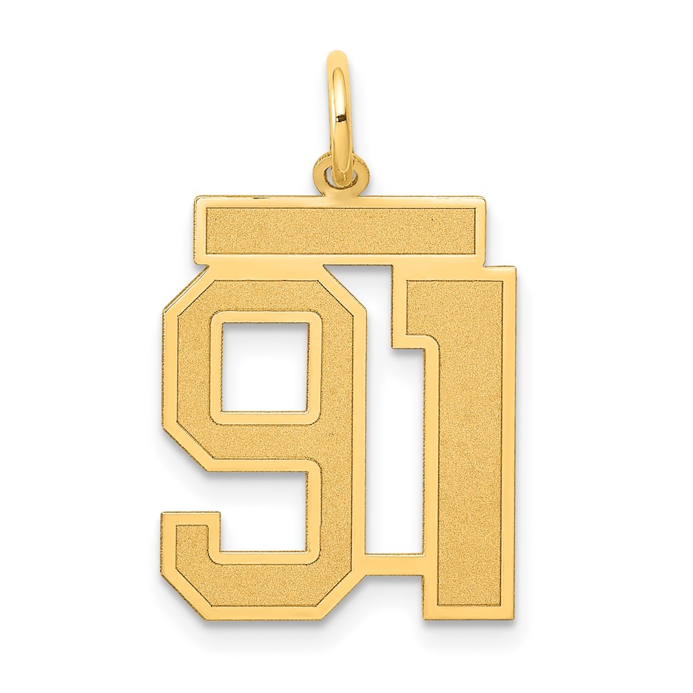 14K Medium Satin Number 91 Charm