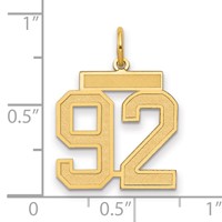 14K Yellow Gold Medium Satin Number 92 Charm view 2