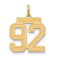 14K Yellow Gold Medium Satin Number 92 Charm view 1
