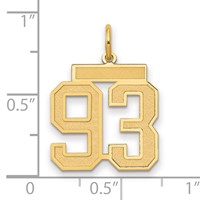14K Yellow Gold Medium Satin Number 93 Charm view 2