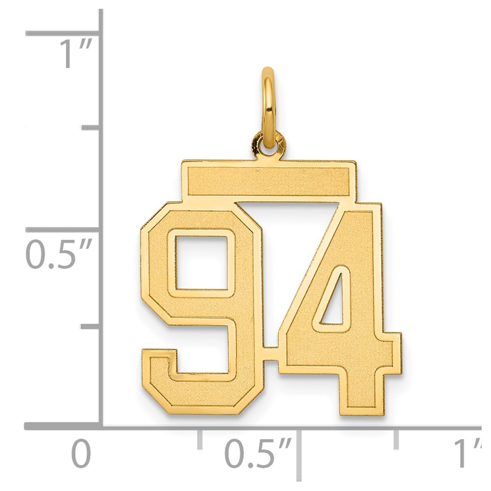 14k Medium Satin Number 94 Charm (LSM94)