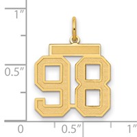 14K Yellow Gold Medium Satin Number 98 Charm view 2
