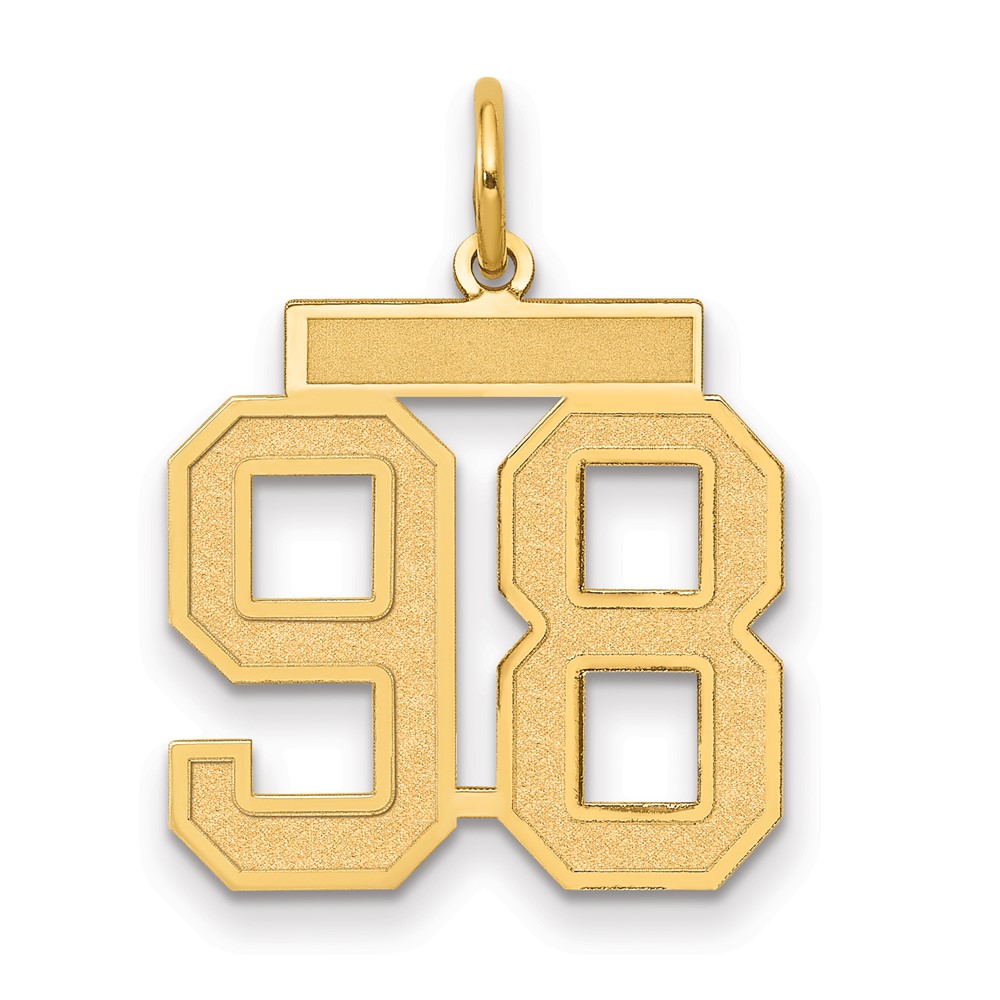 14K Yellow Gold Medium Satin Number 98 Charm
