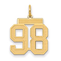 14K Yellow Gold Medium Satin Number 98 Charm view 1