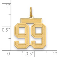 14K Yellow Gold Medium Satin Number 99 Charm view 2
