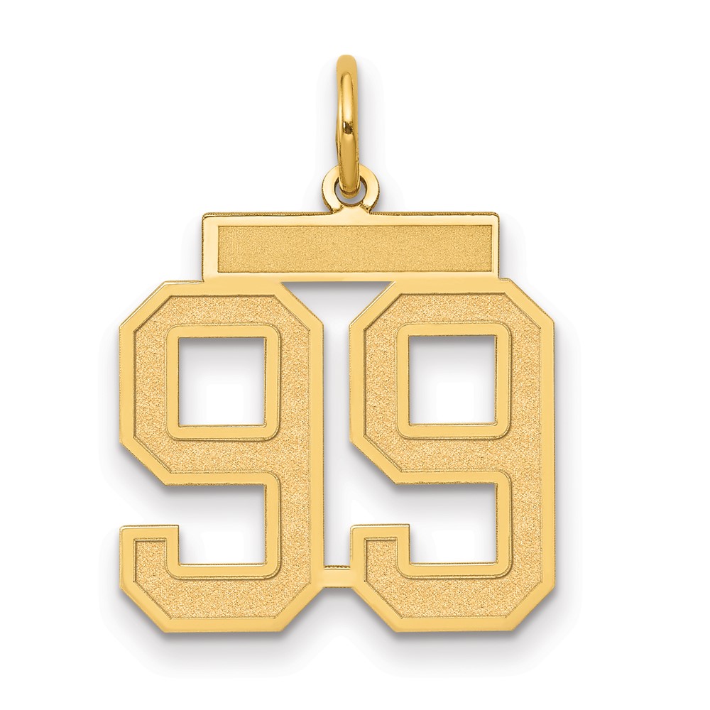 14K Yellow Gold Medium Satin Number 99 Charm