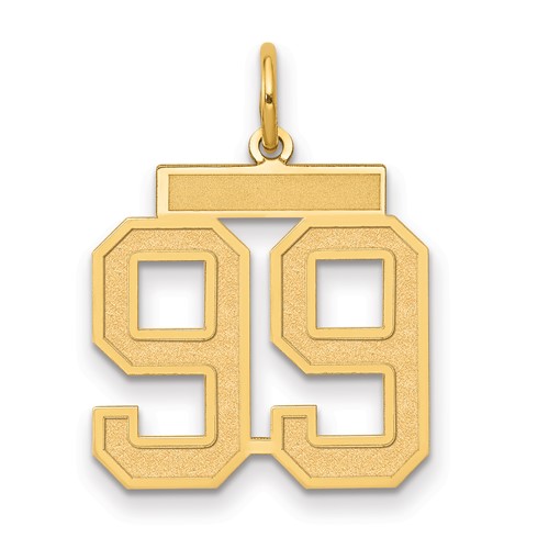 14K Yellow Gold Medium Satin Number 99 Charm