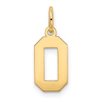 14K Yellow Gold Small Satin Number 0 Charm view 3