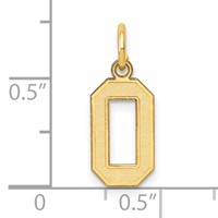 14K Yellow Gold Small Satin Number 0 Charm view 4