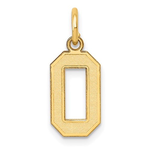 14K Yellow Gold Small Satin Number 0 Charm