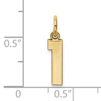 14K Yellow Gold Small Satin Number 1 Charm view 3