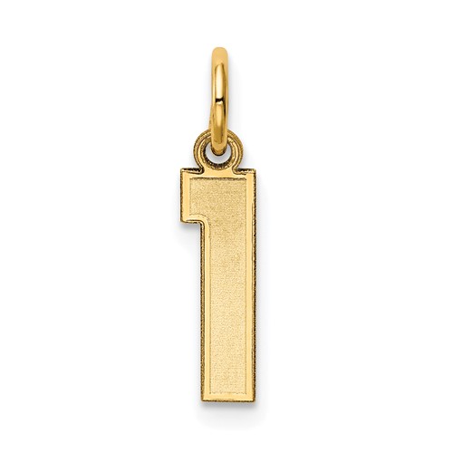 14K Yellow Gold Small Satin Number 1 Charm