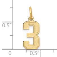 14K Yellow Gold Small Satin Number 3 Charm view 4