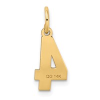 14K Yellow Gold Small Satin Number 4 Charm view 3