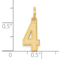14K Yellow Gold Small Satin Number 4 Charm view 4