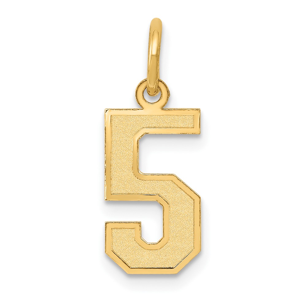 14K Yellow Gold Small Satin Number 5 Charm