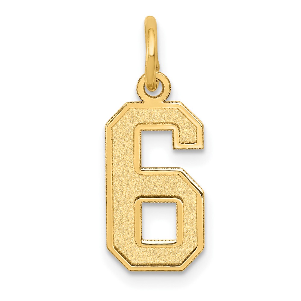 14K Small Satin Number 6 Charm