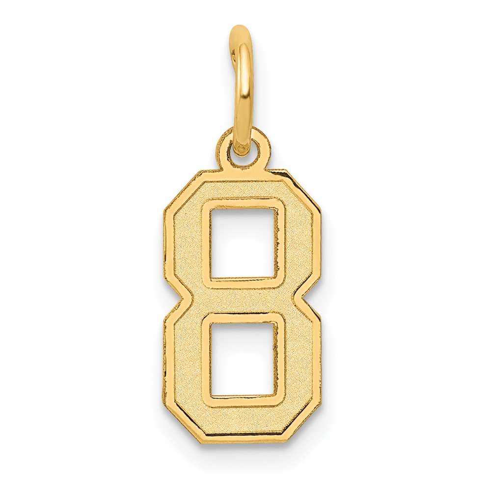 14K Yellow Gold Small Satin Number 8 Charm