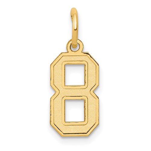 14K Yellow Gold Small Satin Number 8 Charm