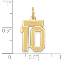 14K Yellow Gold Small Satin Number 10 Charm view 4