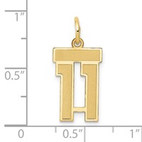 14K Yellow Gold Small Satin Number 11 Charm view 4