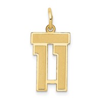 14K Yellow Gold Small Satin Number 11 Charm view 1