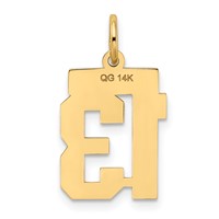 14K Yellow Gold Small Satin Number 13 Charm view 3