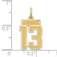 14K Yellow Gold Small Satin Number 13 Charm view 4